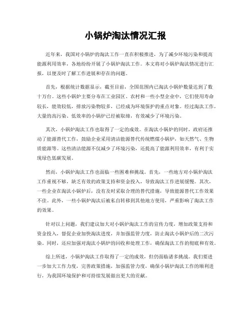 小锅炉淘汰情况汇报