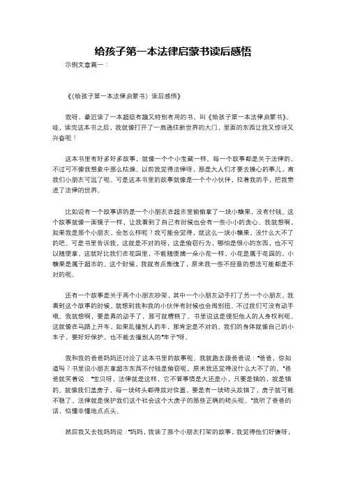 给孩子第一本法律启蒙书读后感悟