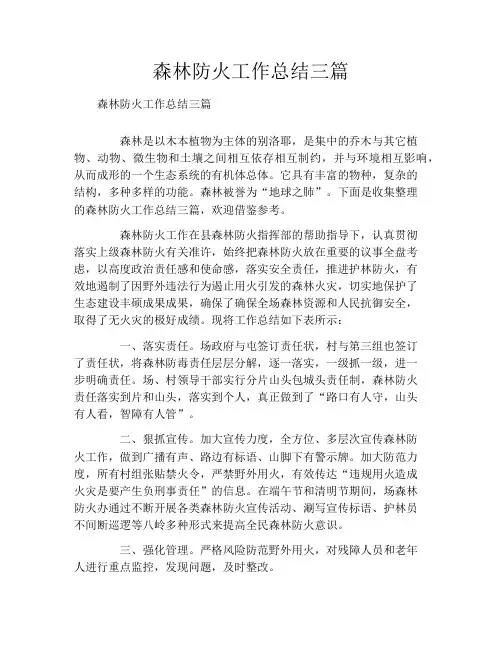 森林防火工作总结三篇