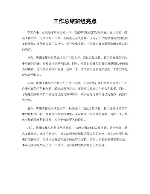 工作总结班组亮点