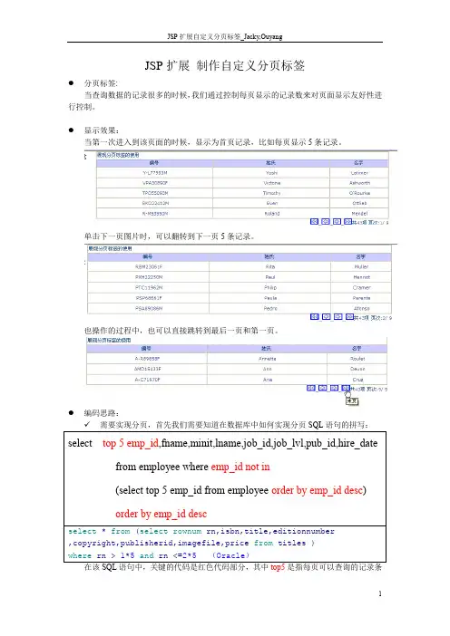 自定义分页标签的使用