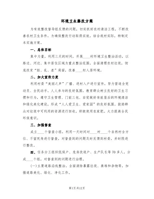 环境卫生整改方案(六篇)
