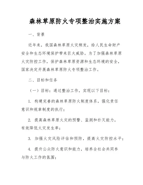森林草原防火专项整治实施方案