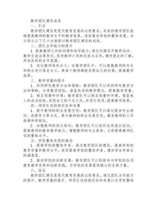 教学团队建设成效