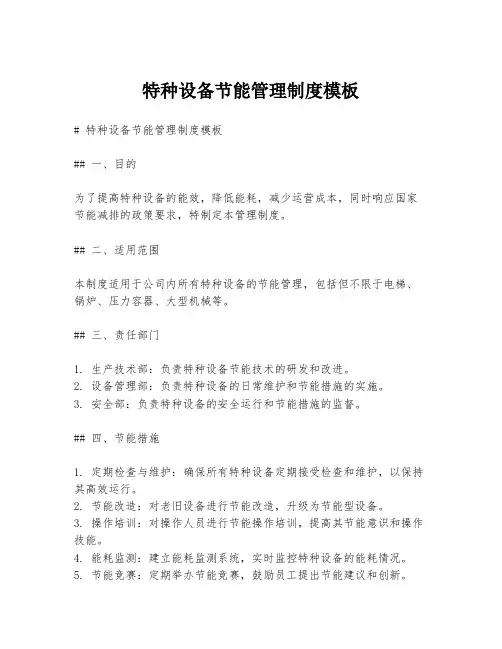 特种设备节能管理制度模板