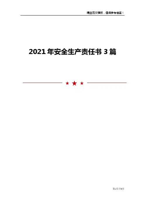 2021年安全生产责任书3篇