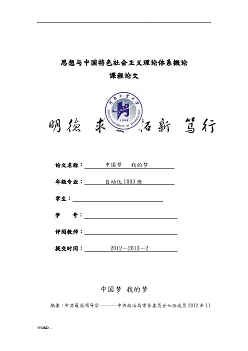 毛概论文中国梦我的梦