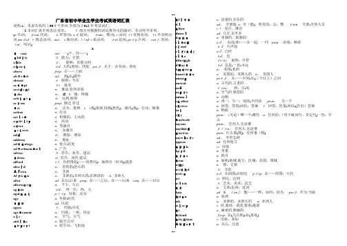 年广东中考英语考纲1600词汇表及300词组表(整理打印版)