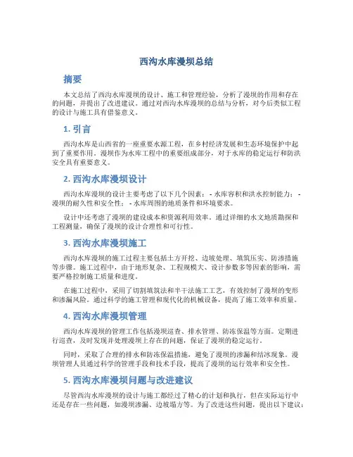 西沟水库漫坝总结