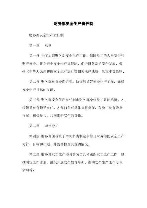 财务部安全生产责任制