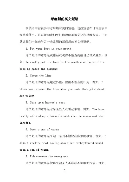 惹麻烦的英文短语