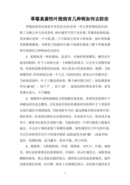 草莓真菌性叶斑病有几种呢如何去防治