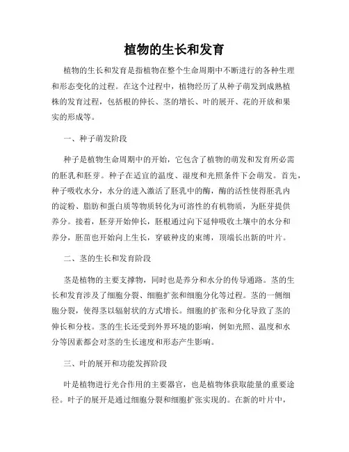 植物的生长和发育