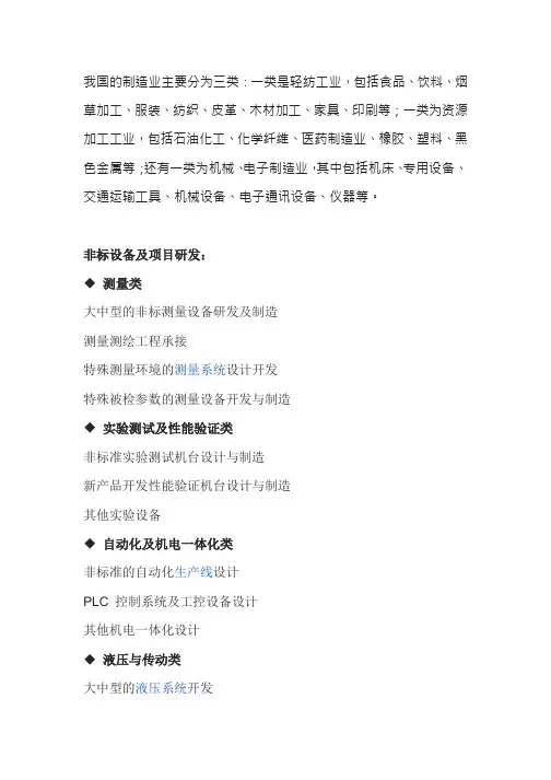 制造行业分类