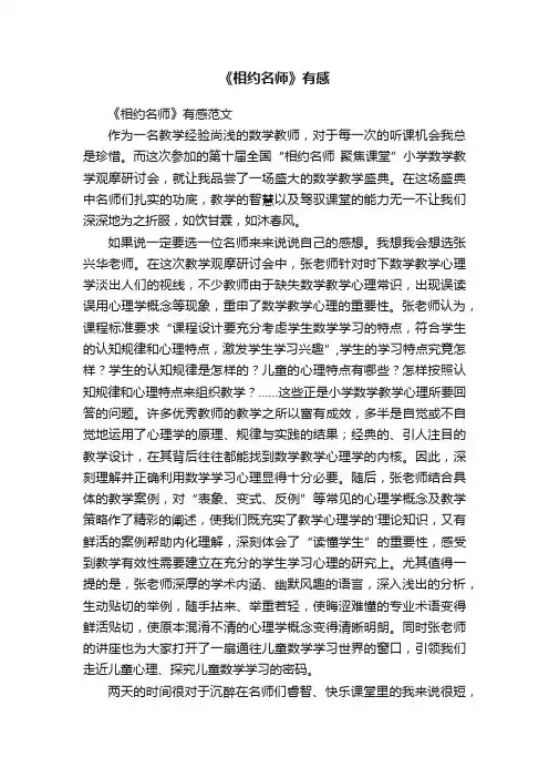 《相约名师》有感