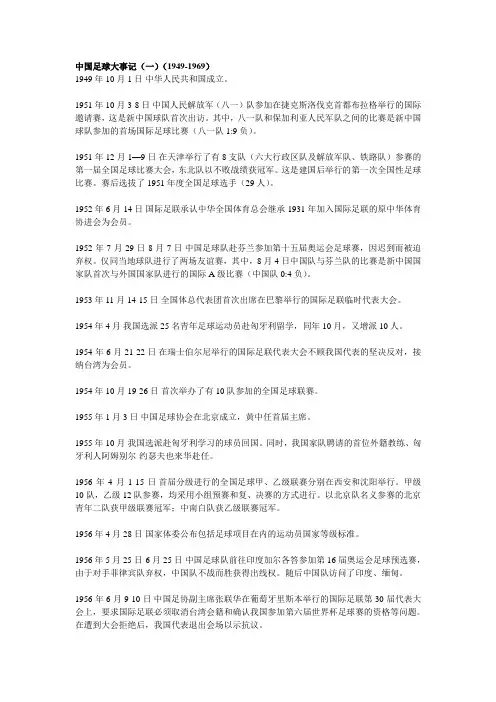 中国足球大事记