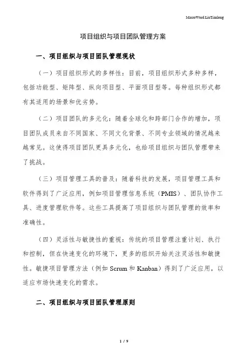 项目组织与项目团队管理方案