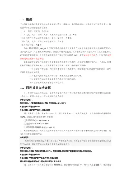 固定资产折旧的知识及算法(大全)