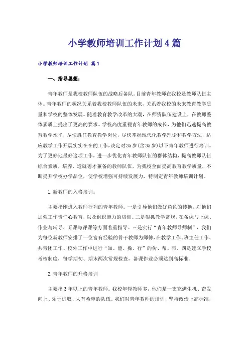 小学教师培训工作计划4篇