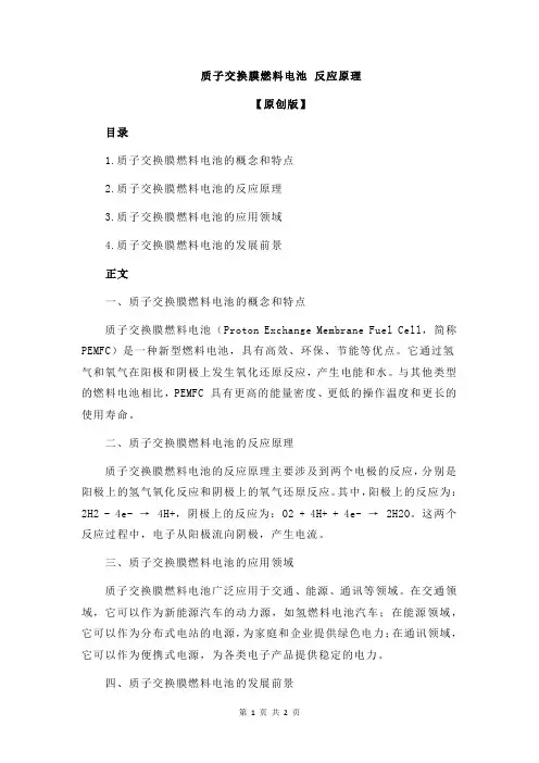 质子交换膜燃料电池 反应原理