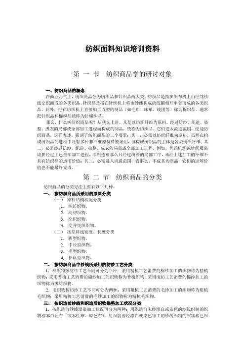 纺织面料知识培训资料