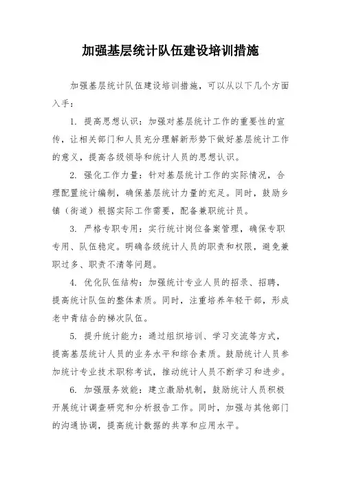 加强基层统计队伍建设培训措施
