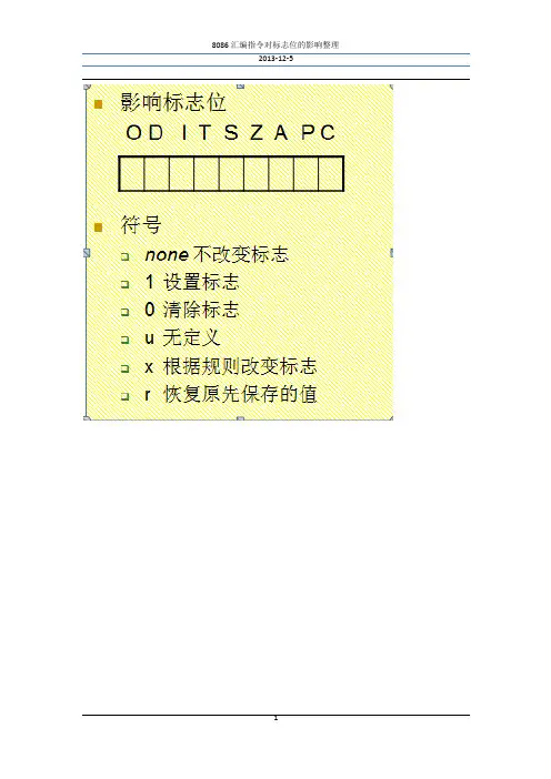 指令影响标志位总结