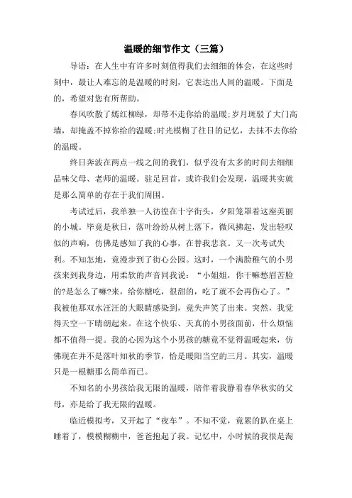 温暖的细节作文(三篇)