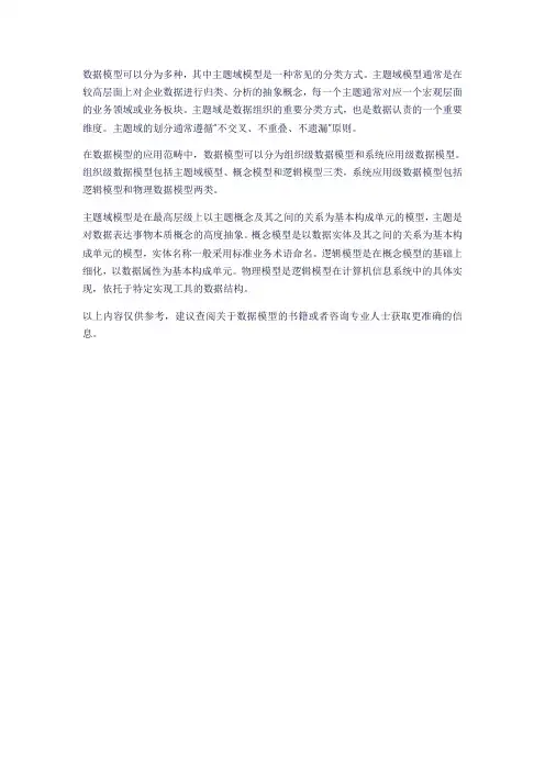 数据模型 主题域模型