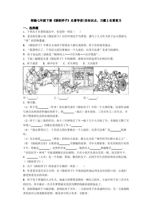 部编七年级下册《骆驼祥子》名著导读(含知识点、习题2名著复习