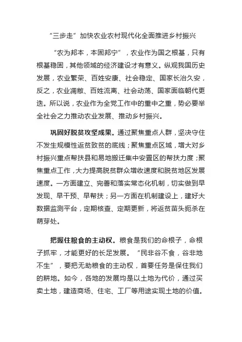 “三步走”加快农业农村现代化全面推进乡村振兴