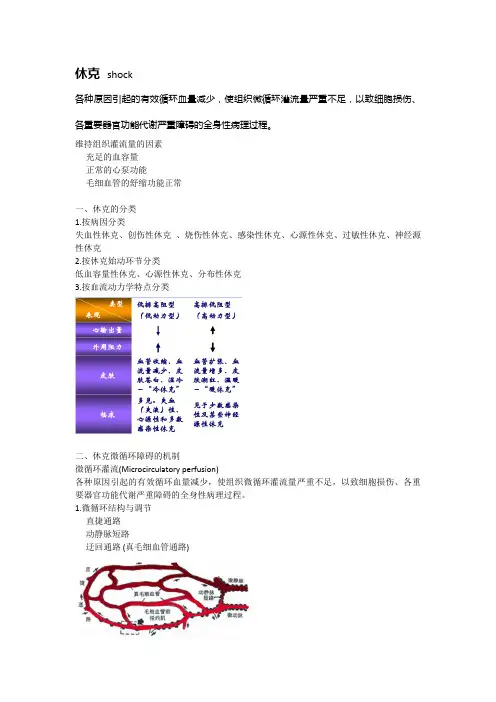 病理生理学总结：休克