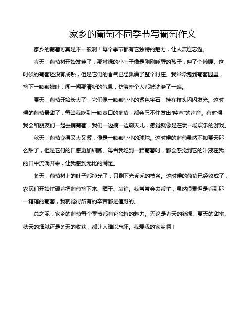 家乡的葡萄不同季节写葡萄作文