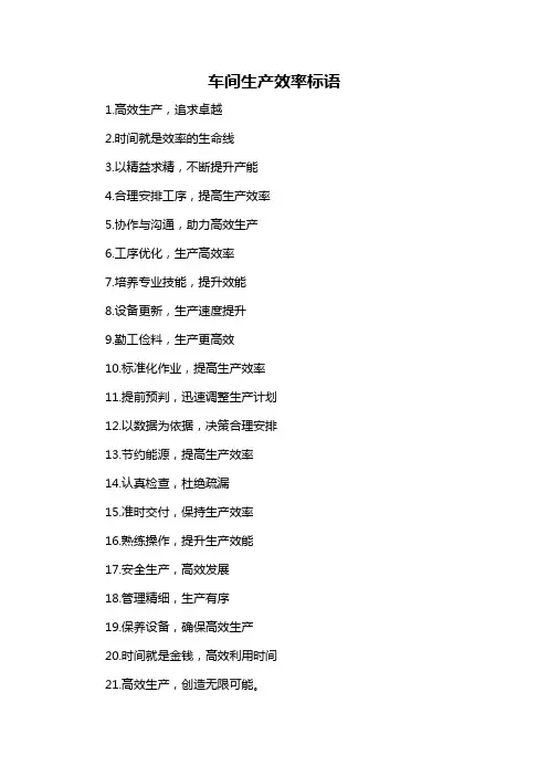 车间生产效率标语