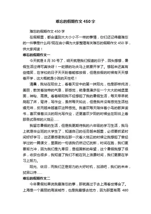 难忘的假期作文450字