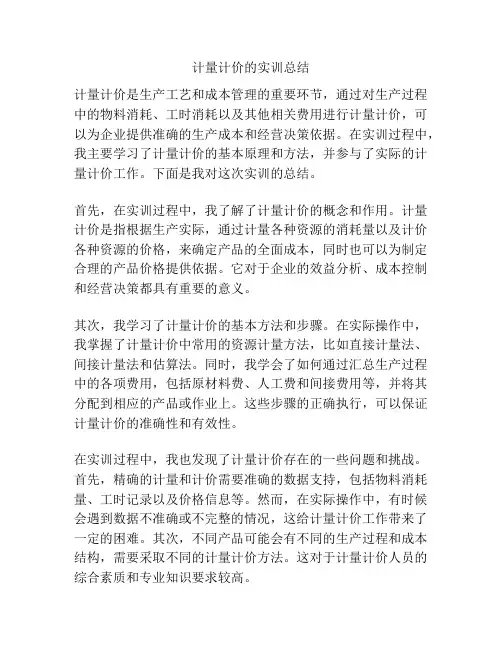 计量计价的实训总结