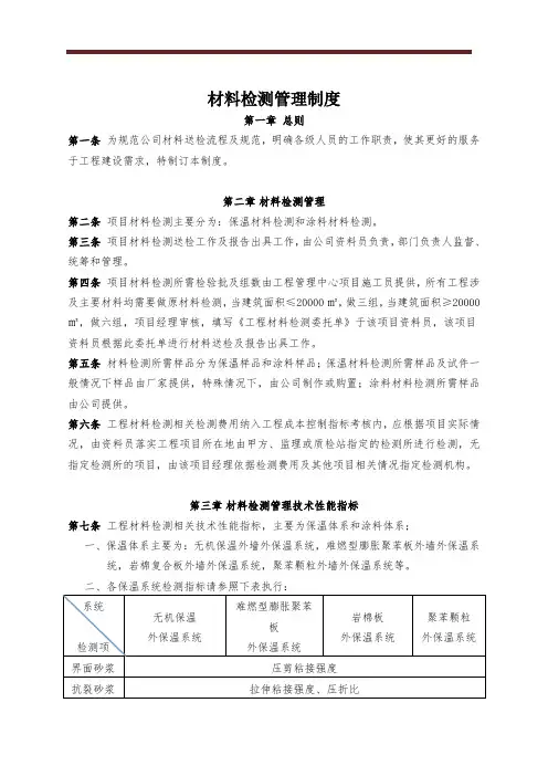材料检测管理制度