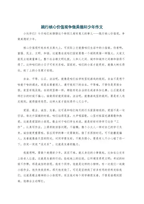 践行核心价值观争做美德好少年作文