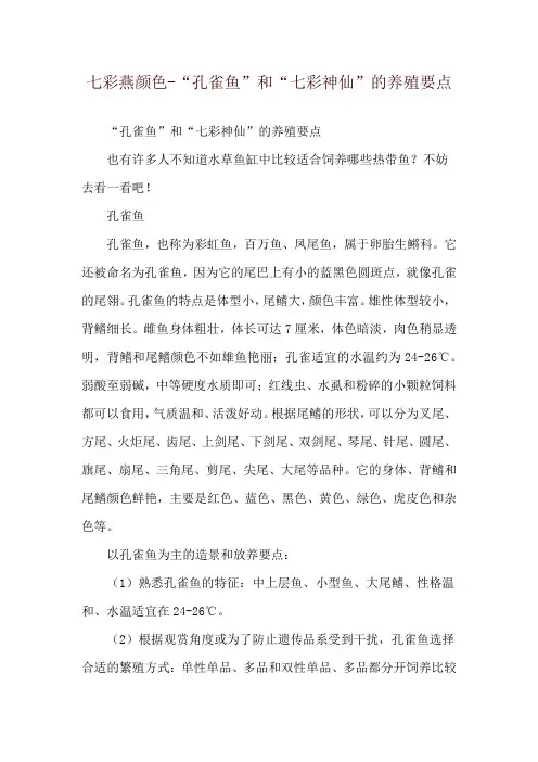 七彩燕颜色-“孔雀鱼”和“七彩神仙”的养殖要点