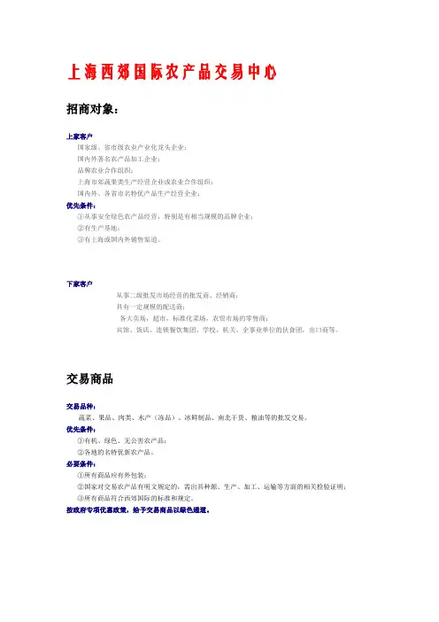 上海西郊国际农产品交易中心-招商