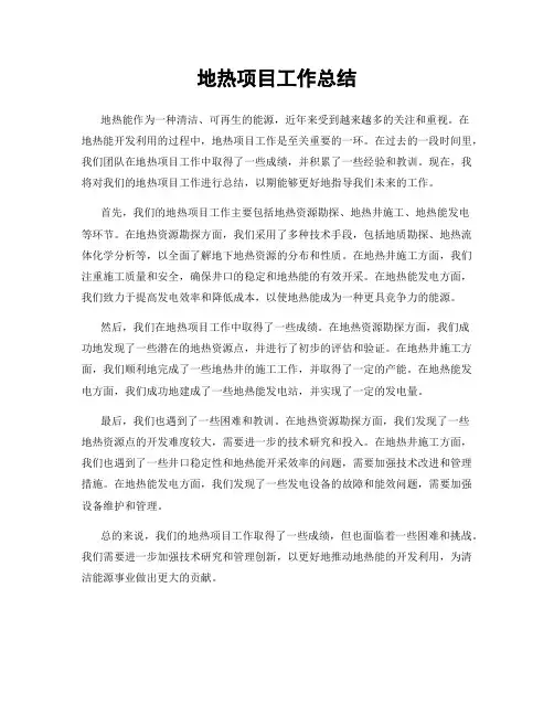 地热项目工作总结