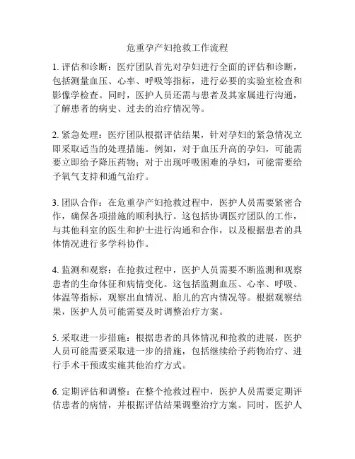 危重孕产妇抢救工作流程