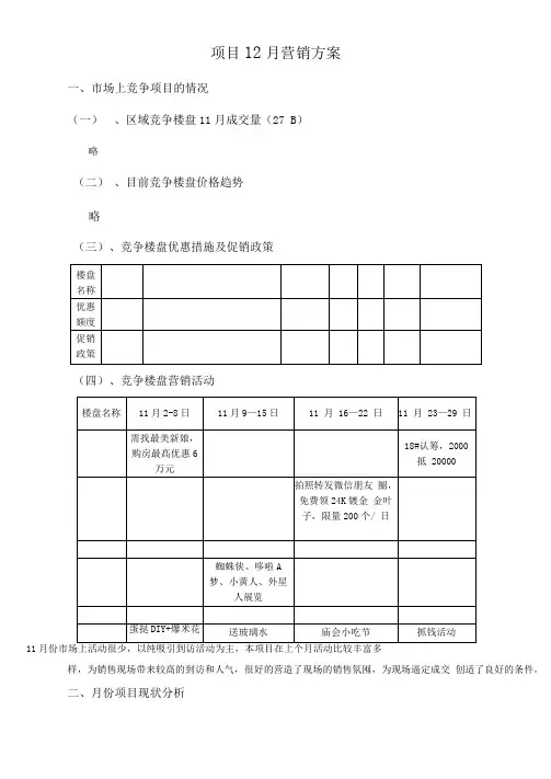 某项目楼盘12月月度营销方案