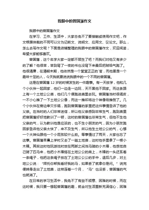 我眼中的曾国藩作文