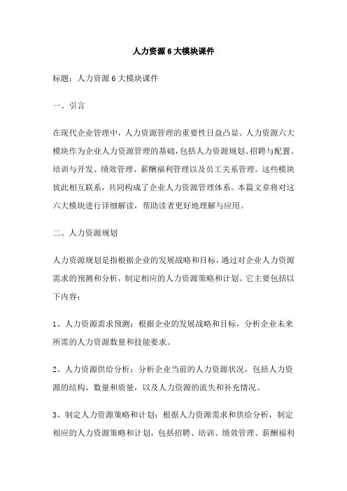 人力资源6大模块课件