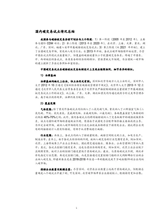 我国碳交易试点城市情况梳理
