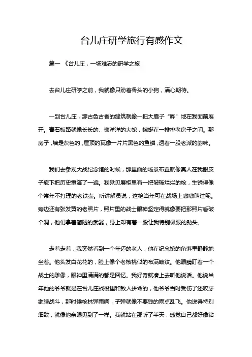 台儿庄研学旅行有感作文
