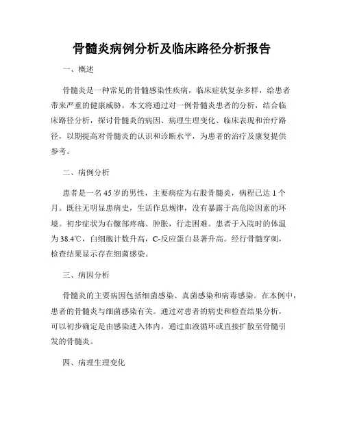 骨髓炎病例分析及临床路径分析报告