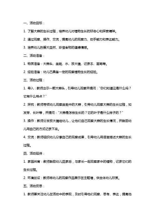 中班综合活动《大蒜宝宝》教案
