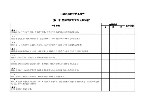 三级医院自评结果报告分析